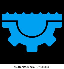 Water Service vector icon. Style is flat symbol, blue color, rounded angles, black background.