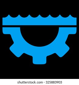 Water Service vector icon. Style is flat symbol, blue color, rounded angles, black background.