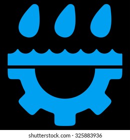 Water Service vector icon. Style is flat symbol, blue color, rounded angles, black background.