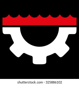 Water Service vector icon. Style is bicolor flat symbol, red and white colors, rounded angles, black background.
