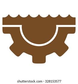 Water Service vector icon. Style is flat symbol, brown color, rounded angles, white background.