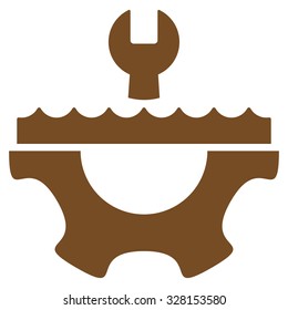 Water Service vector icon. Style is flat symbol, brown color, rounded angles, white background.