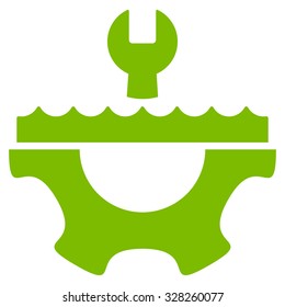 Water Service vector icon. Style is flat symbol, eco green color, rounded angles, white background.