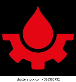 Water Service vector icon. Style is flat symbol, red color, rounded angles, black background.