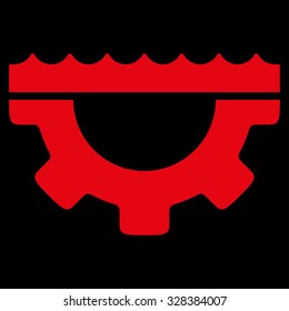 Water Service vector icon. Style is flat symbol, red color, rounded angles, black background.