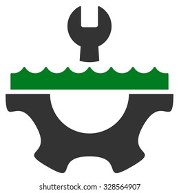 Water Service vector icon. Style is bicolor flat symbol, green and gray colors, rounded angles, white background.