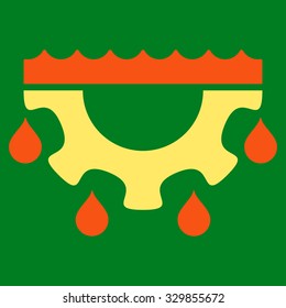 Water Service vector icon. Style is bicolor flat symbol, orange and yellow colors, rounded angles, green background.