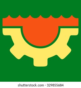 Water Service vector icon. Style is bicolor flat symbol, orange and yellow colors, rounded angles, green background.