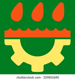 Water Service vector icon. Style is bicolor flat symbol, orange and yellow colors, rounded angles, green background.