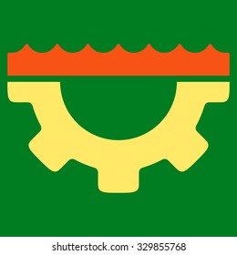Water Service vector icon. Style is bicolor flat symbol, orange and yellow colors, rounded angles, green background.