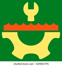 Water Service vector icon. Style is bicolor flat symbol, orange and yellow colors, rounded angles, green background.