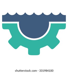 Water Service vector icon. Style is bicolor flat symbol, cobalt and cyan colors, rounded angles, white background.