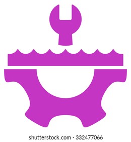 Water Service vector icon. Style is flat symbol, violet color, rounded angles, white background.