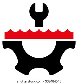 Water Service vector icon. Style is bicolor flat symbol, intensive red and black colors, rounded angles, white background.
