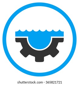 Water Service vector icon. Style is bicolor flat circled symbol, blue and gray colors, rounded angles, white background.