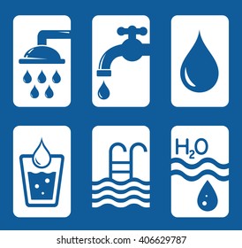 water set with bathroom or pool concept signs