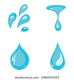 Water set. Blue water drop vector icon. Form with a logo in the form of a flat drop.