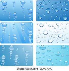 Water set for cards. Vector illustration of drops and bubbles.