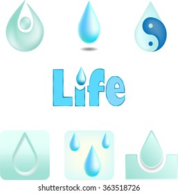 Water Set for concept design. icon on white background. Abstract  aqua drop vector logo design. Water drop vector icon sign, illustration set. Symbol, logo illustration.