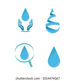 Water set drop abstract nature mineral logo vector design illustration emblem isolated creative aqua