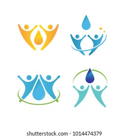 Water set drop abstract nature mineral logo vector design illustration emblem isolated creative aqua