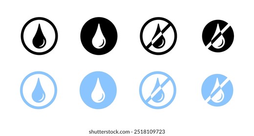 Water set icons. Linear, silhouette and flat style. Vector icons.
