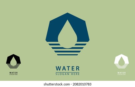 water in the shape of a hexagon logo icon. flat design vector concept