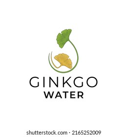 water shaped 2 ginkgo leaf logo