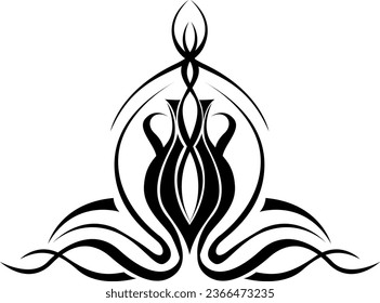 Water shaped tattoo, tattoo illustration, vector on a white background.
