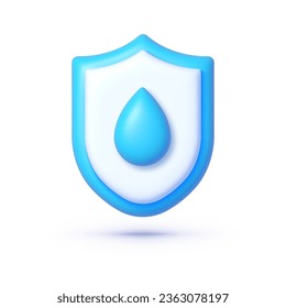 Water shield 3d, great design for any purposes. Internet network concept. Environment concept. Vector icon