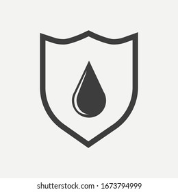 Water shield icon isolated on white background. Vector illustration. Eps 10.