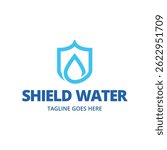 Water Shield logo design template. Water protect logo.