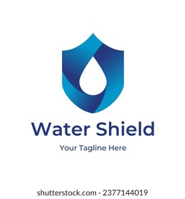 Water Shield logo design template isolated on white background