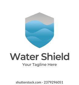 Plantilla de diseño del logotipo del Escudo de agua aislada en fondo blanco