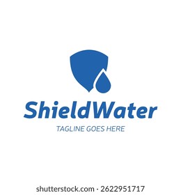 Water Shield logo design template. Water protect logo.