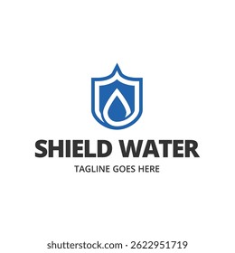Water Shield logo design template. Water protect logo.