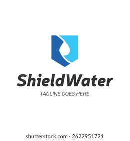 Water Shield logo design template. Water protect logo.
