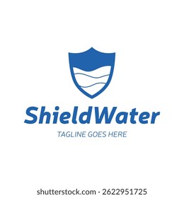 Water Shield logo design template. Water protect logo.