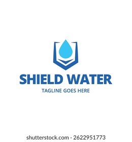 Water Shield logo design template. Water protect logo.