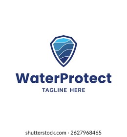 Wasserschild Logo-Vorlage, Safe Water Logo Design.