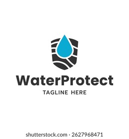 Water Shield logo template, Safe water logo design.