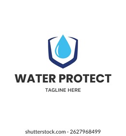 Water Shield logo template, Safe water logo design.