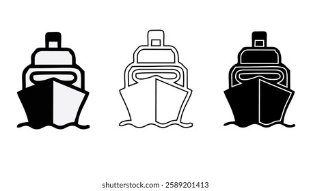 Water ship colored vector design icon set. maritime, nautical, vessel, boat, ferry, fishing boat, submarine, navy ship and more illustration design