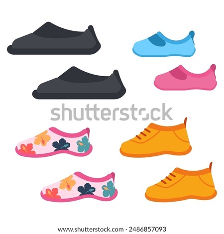 Water shoes vector cartoon set isolated on a white background.
