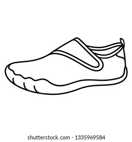 Water shoes. Vector outline icon isolated on white background.