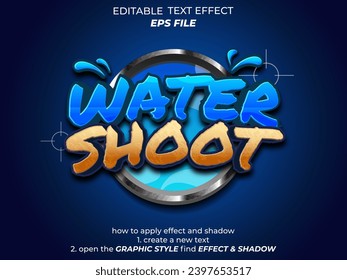water shoot text effect, font editable, typography, 3d text for games. vector template