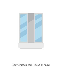 Water shower cabin icon flat vector. Glass stall. Domestic bath isolated