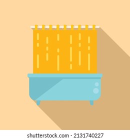 Water Shower Curtain Icon Flat Vector. Bathroom Clean. Open Hotel