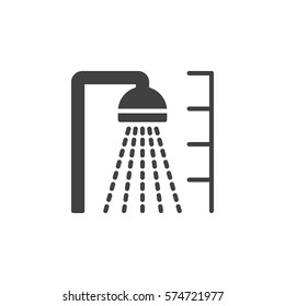 Water shower icon vector, filled flat sign, solid pictogram isolated on white. Symbol, logo illustration