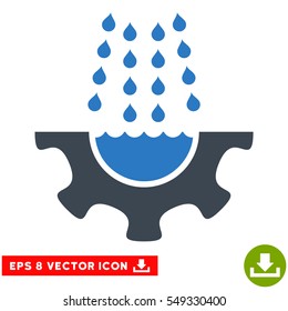 Water Shower Service Gear EPS vector pictogram. Illustration style is flat iconic bicolor smooth blue symbol on white background.
